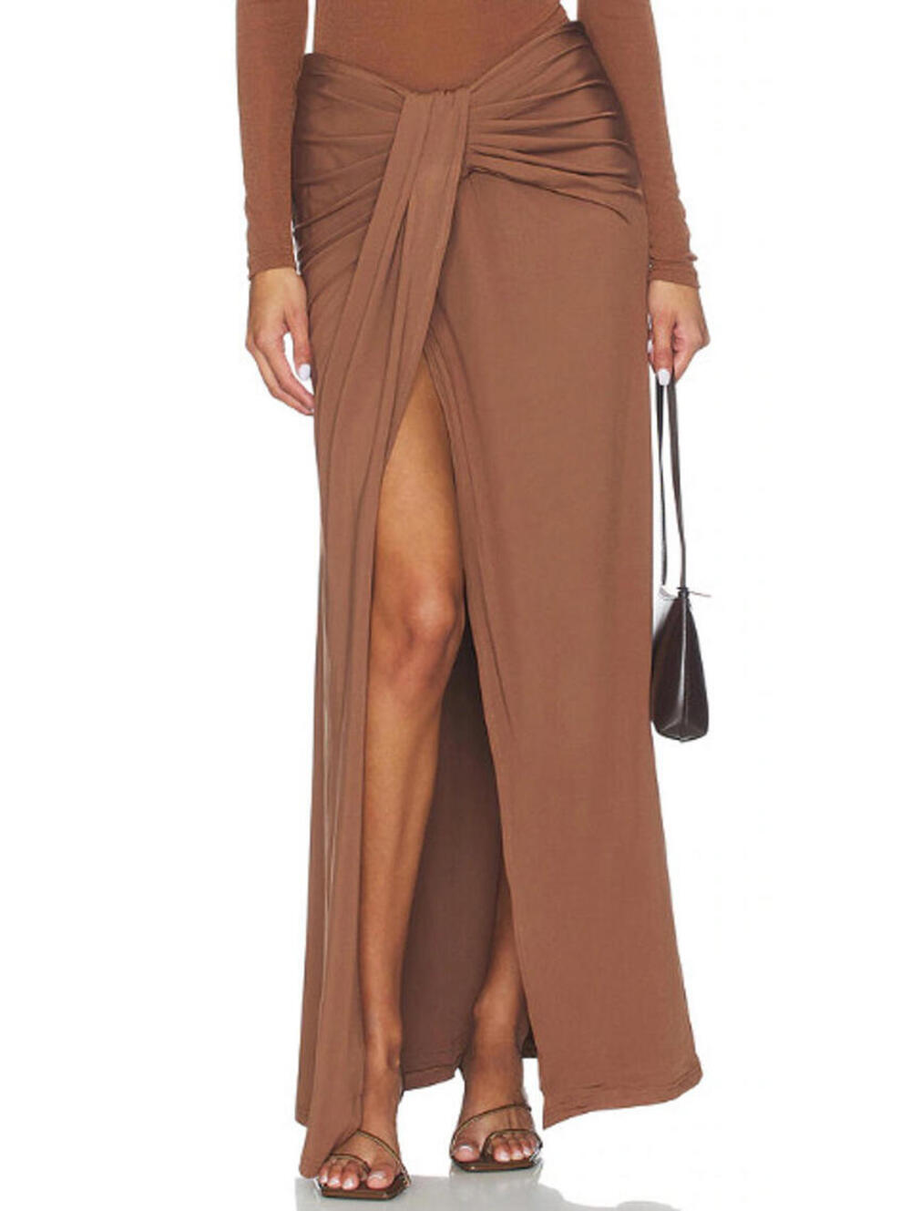 SNDYS Cantarios Jersey Maxi Skirt brown size XS $104 msrp